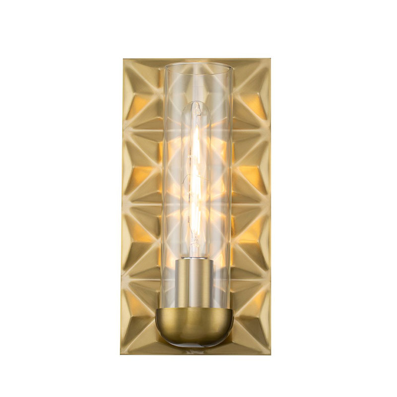 Alpha Iron Metal Armed Wall Sconce, Aged Brass