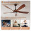 Ventilateur de plafond moderne 52 po avec lumière - moteur à courant continu silencieux, à intensité variable DEL, 6 vitesses 5000CFM Sofucor, brun, réversible pour le salon, brun