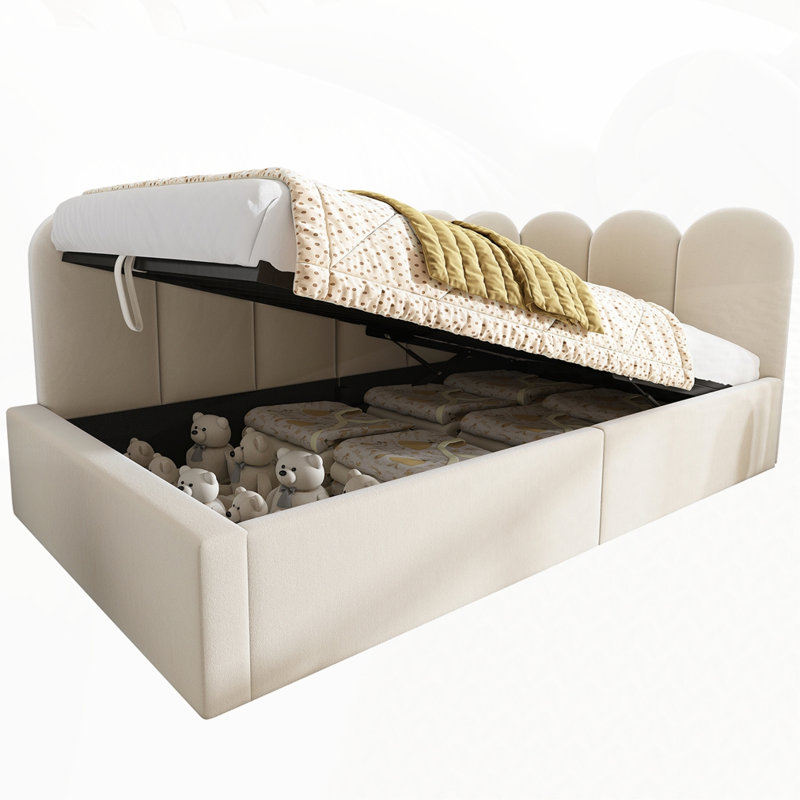 Lit de jour rembourré avec rangement, Beige
