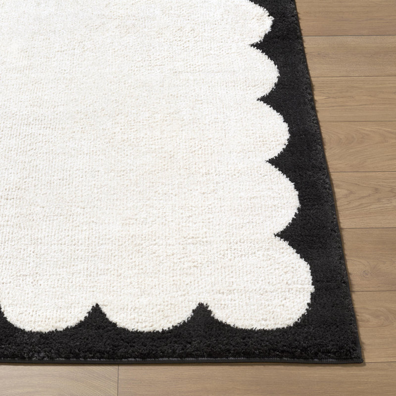 Catrin Machine Woven Rug, Rectangle 5'3" x 7', Black/Cream