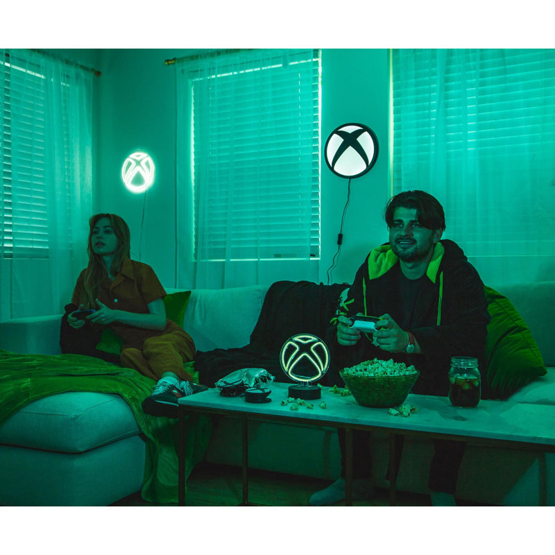 Xbox Logo Battery-Powered White Neon Desk Lamp Light | 9 Inches Tall