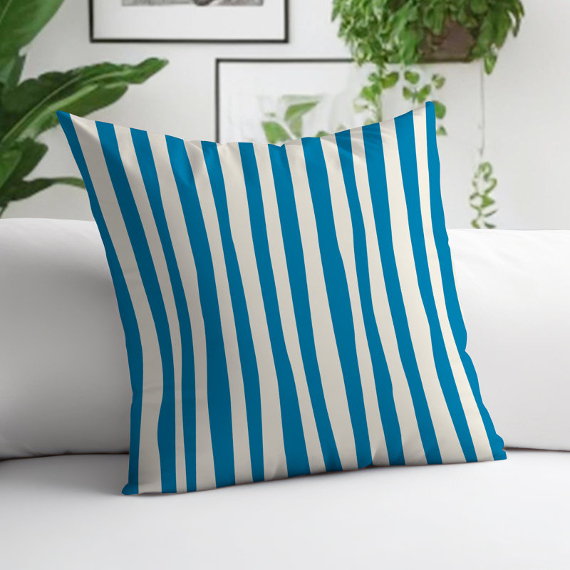 Coussin décoratif réversible Malone, H 17 po x l 17 po, Turquoise / Blanc cassé