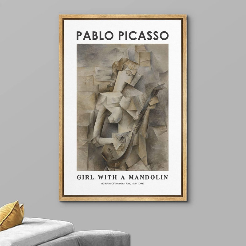 Fille avec une mandoline par Pablo Picasso, H 24 po x l 16 po x P 1,5 po, Naturel