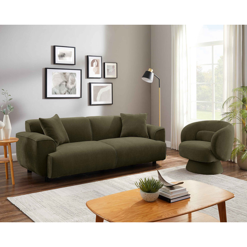 Modern Wallas Sofa Set, Rayon/Viscose, Olive