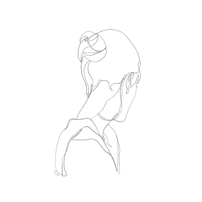Feminine Shape II by Ethan Harper - Drawing, 122 cm H x 81 cm W, Black Floater Framed