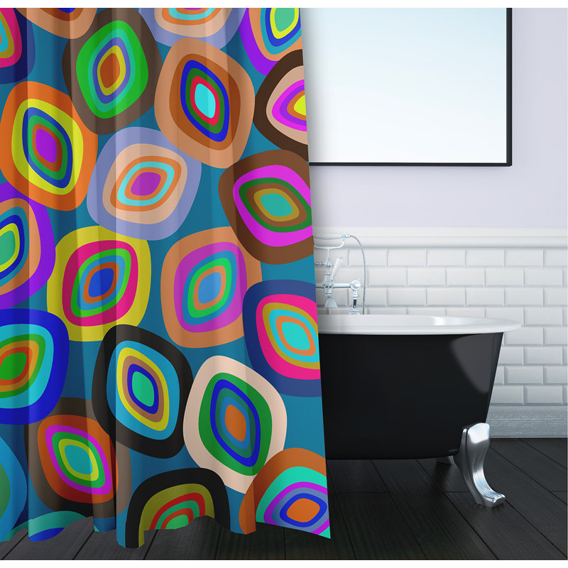 Rideau de douche Steelville, Bleu / orange / rose