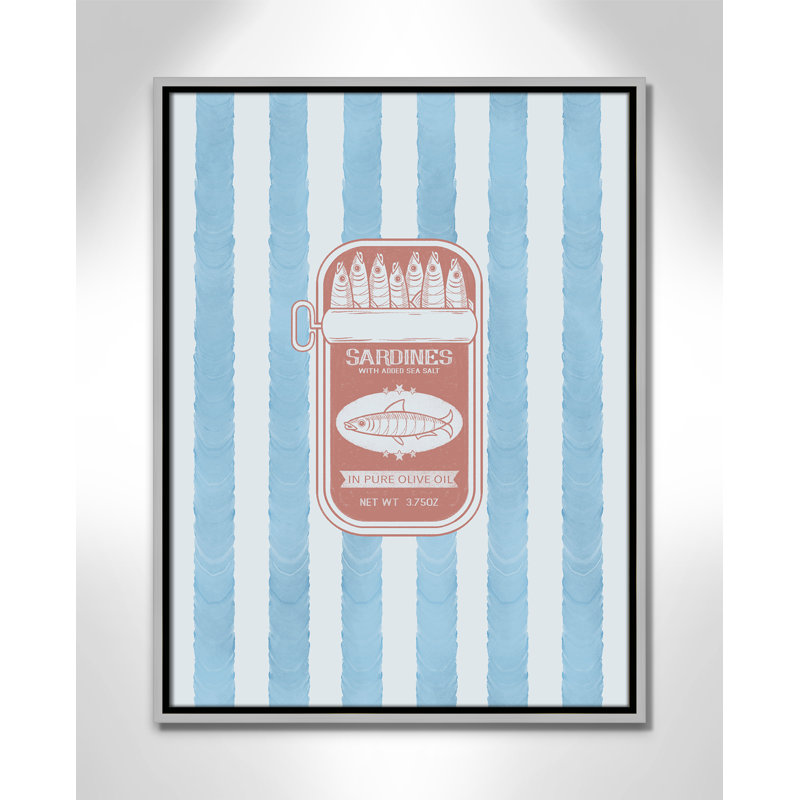 «Salty Sardines Print» par Marcus Prime, L 19,5 po x H 25,5 po, Flottant argenté