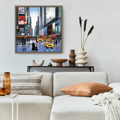 Peak Hour Blue Building Cities Framed Canvas | Home Decor