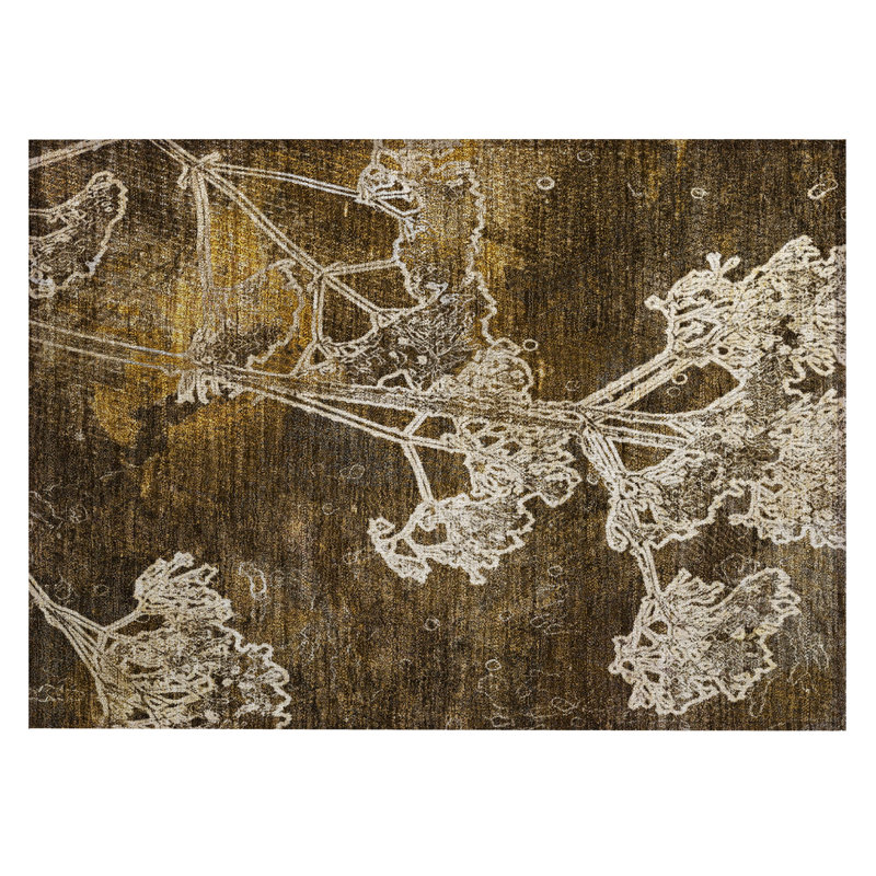 Machine Washable Indoor/Outdoor Brenden ACN2239 Floral Rug, Rectangle 1'8" x 2'6"