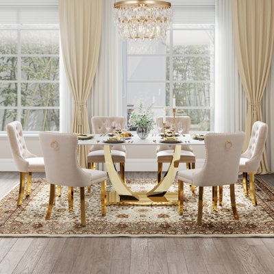 Hoppus 6 - Person Pedestal Dining Set