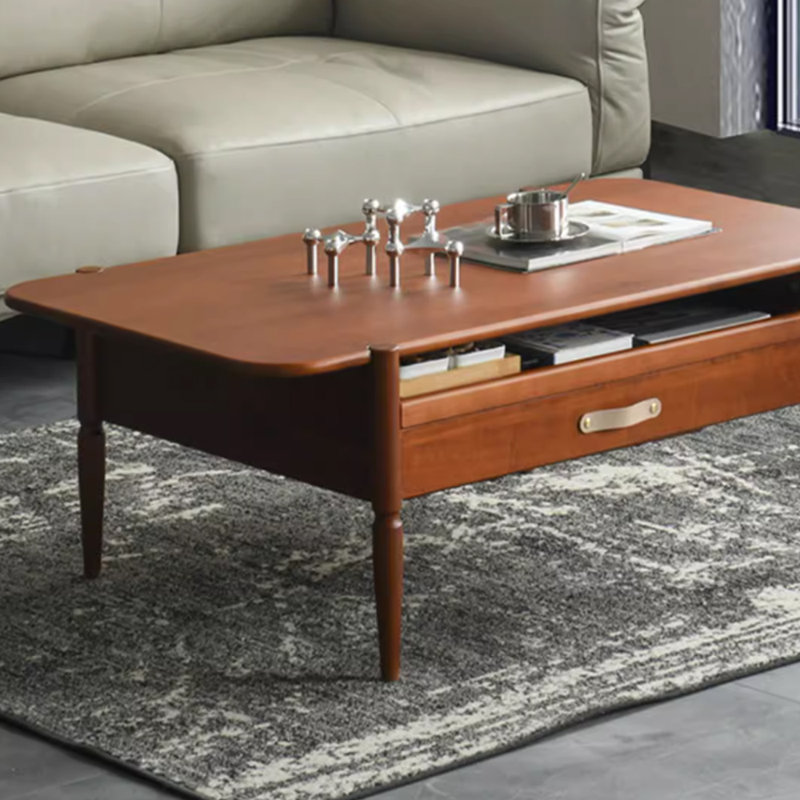 Solid wood coffee table with retro design