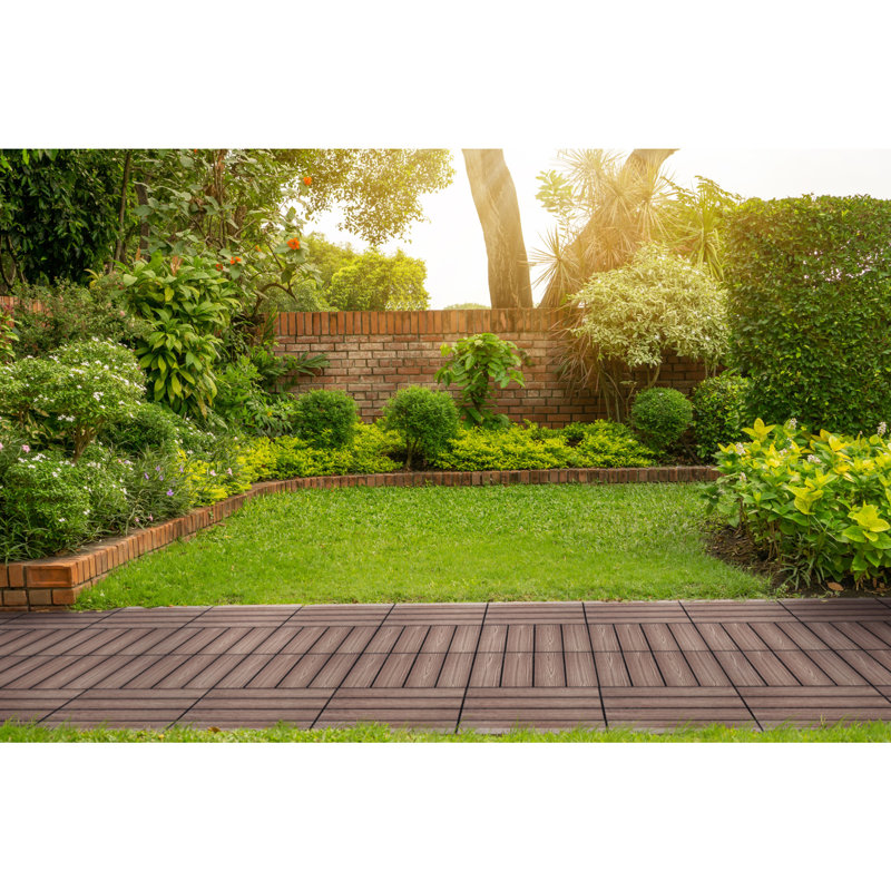 Russet Canyon Brown Wood Composite Square Deck Tiles, 12-Inch, 6-Pack