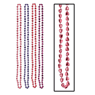 Candy Heart Beads - 33" - Pack of 12