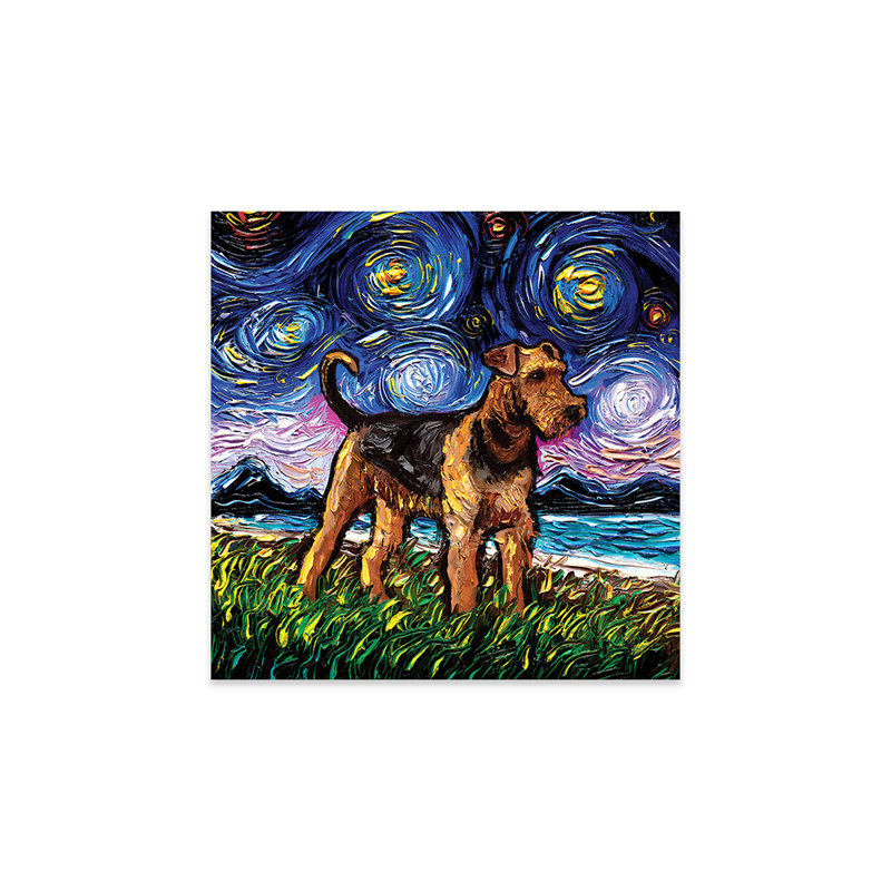 «Airedale Terrier Night On Plastique / Acrylique» par Aja Treves, peinture
