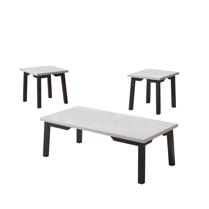 Ensemble de 3 tables basses et 2 tables de bout rectangulaires, Noir/gris