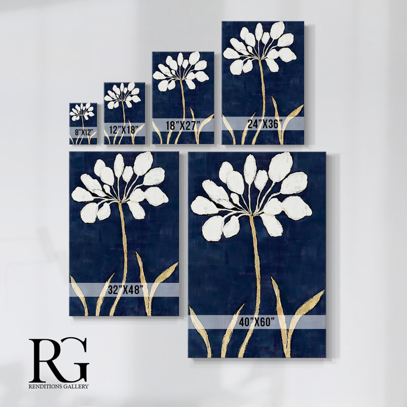 Floral sur toile tendue avec châssis CLXIV - prêt à être accroché, H 60 po x l 40 po