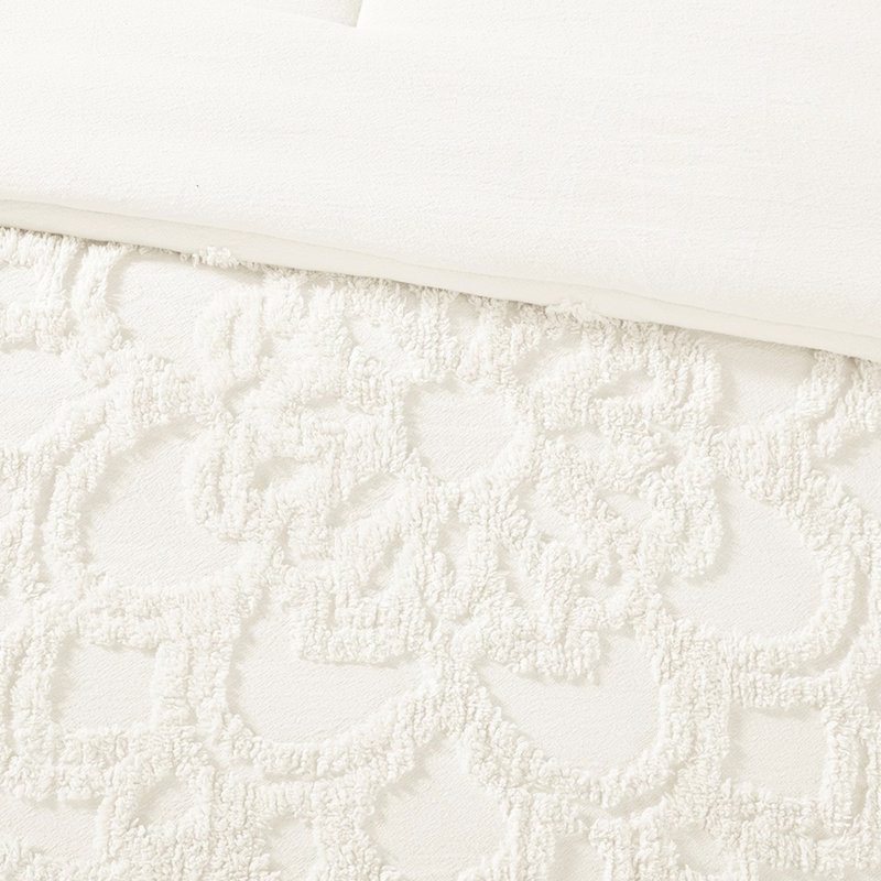 Literie 100% rembourrée - Médaillon en chenille de coton double / grand luxe, Édredon double / grand et 2 taies décoratives