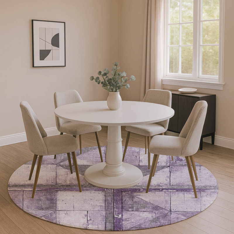 Premium Machine Washable Crestover AMF1876 Geometric Rug, Round 8'