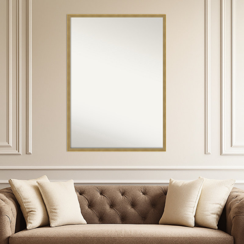 Incline Non-Beveled Wood Framed Wall Mirror, 28.5" x 39.5", Dark Gold