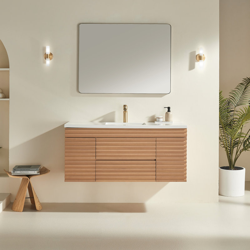 Meuble-lavabo simple mural et flottant avec lavabo en céramique