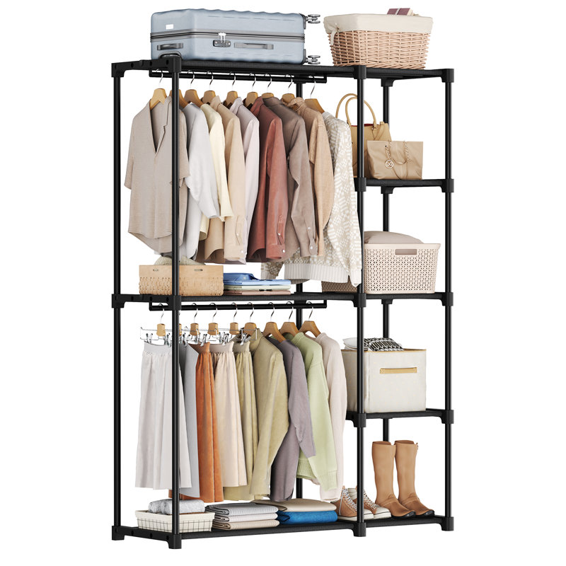 Portant à vêtements 72 po x l 48 po, organisateur de garde-robe autoportant pour vestiaire et chambre à coucher