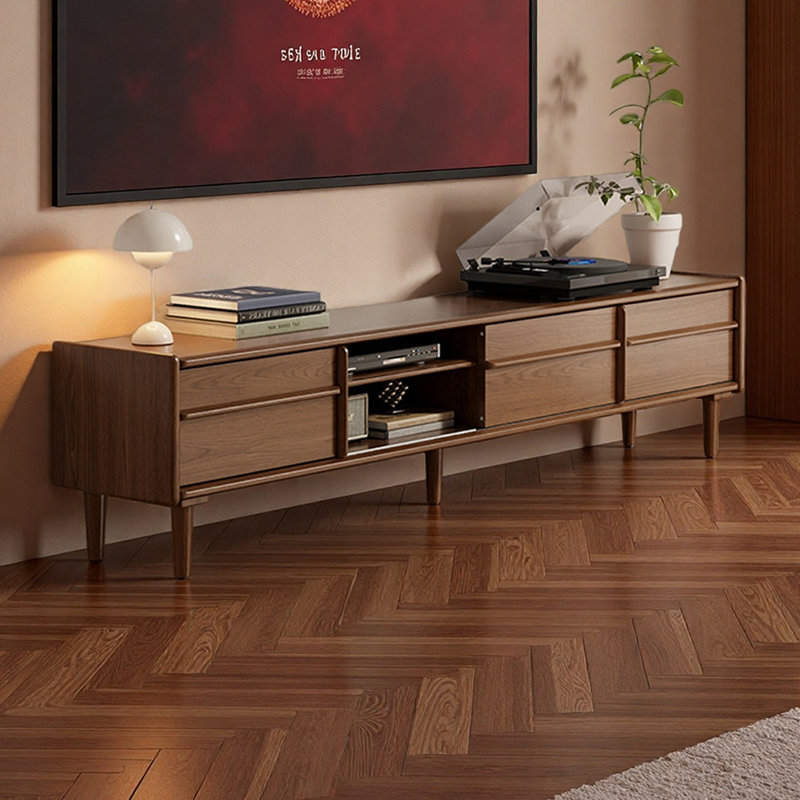 Meuble télé moderne et rétro, H 17,71 po x L 13,77 po x l 78,74 po, Brun noyer