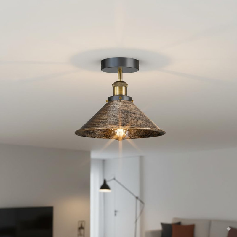 Douchette encastrée industrielle en métal E26, Brushed copper