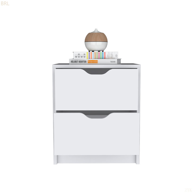 MINIMALIST TWO-DRAWER NIGHTSTAND, White