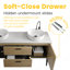 Meuble-lavabo 60 po en chêne naturel rayé avec lavabo en céramique, meuble-lavabo autoportant pour salle de bain moderne, KD