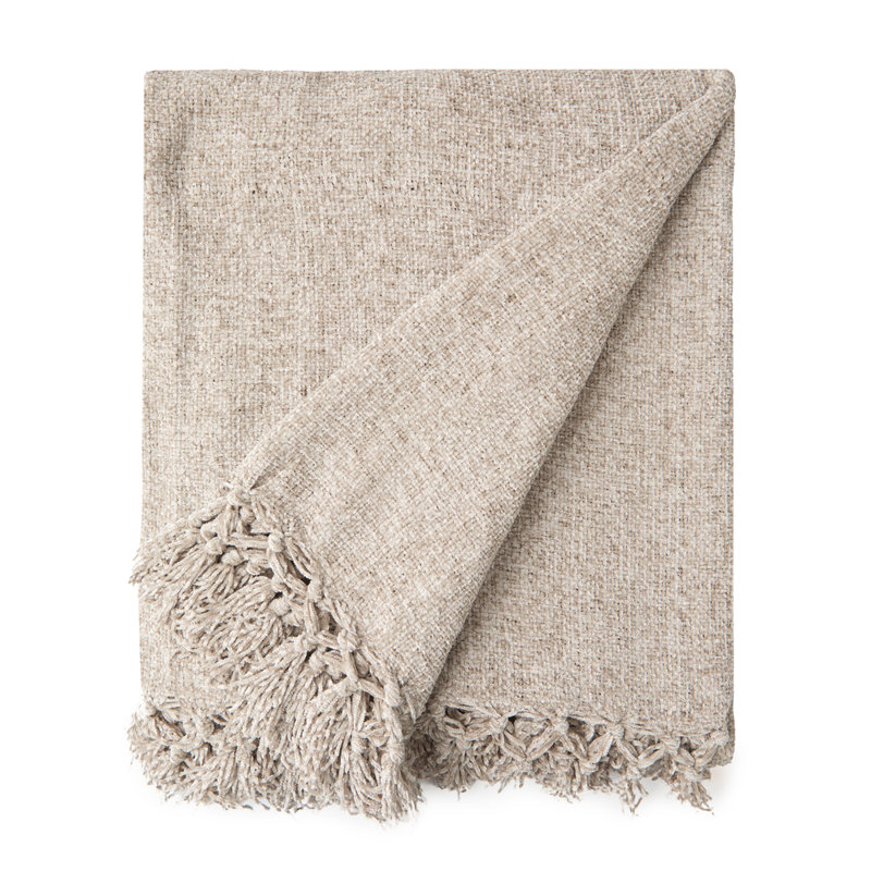  Darcy Tassel Blanket/Throw For Sofa Chair Bed Charcoal, 150cm x 130cm , Grey
