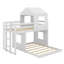 Lit superposé simple en bois sur lit double, lit mezzanine avec maisonnette, maison de campagne, échelle et garde-corps-1087595178