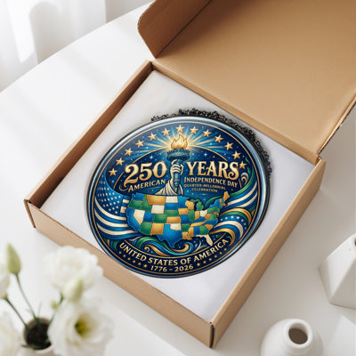Panneau de fenêtre en verre pour décoration intérieure American Independent USA 250th Anniversary ， 7,8H