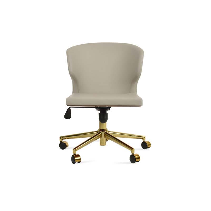 Chaise de bureau Amed, Gris clair, Doré