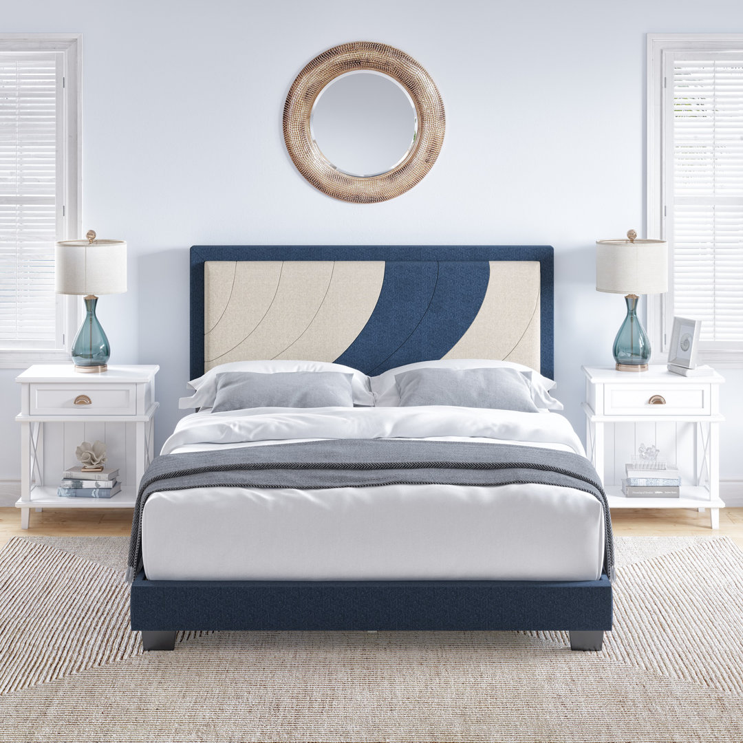 Sleep Sail Away Upholstered Platform Bed with Headboard and Durable Mattress Foundation with Strong 14 Wood Slat Supports, No Box Spring Required Boyd Sleep 