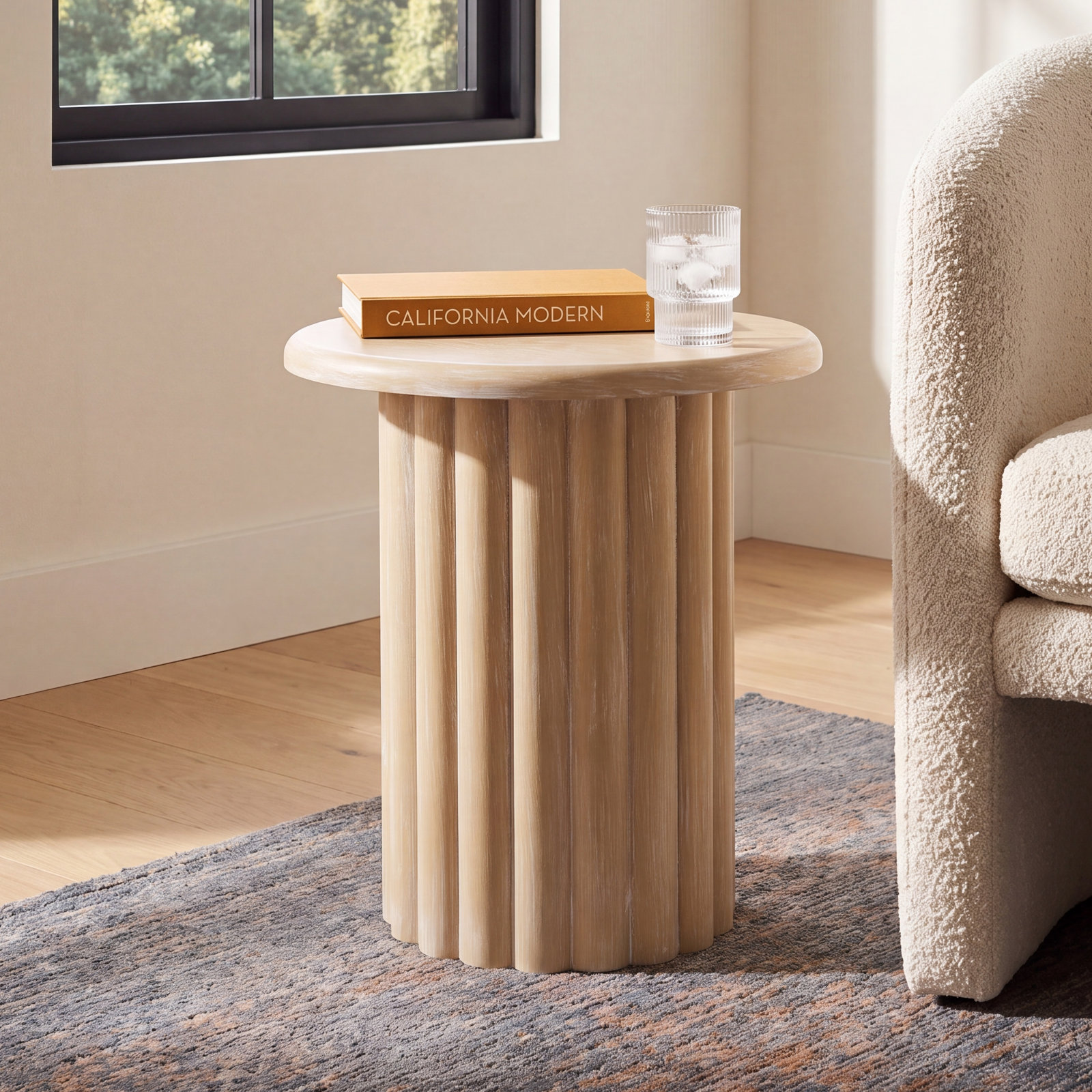 18" End Table, Bleached White
