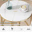 Table de bout ronde de 20 po pour le salon, table d'appoint en marbre moderne avec structure en métal doré, table d'appoint blanche et dorée, table de chevet étroite de 26 po de hauteur pour la chambre à coucher