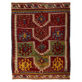 Multicolored Flatweave Wool Rug - 3'7" x 4'5"