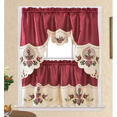 Floral Ruffled Kitchen Curtain