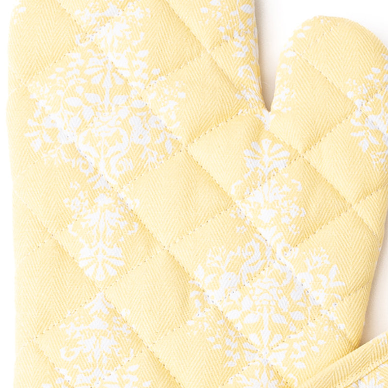 Golden Damask Oven Mitt Set