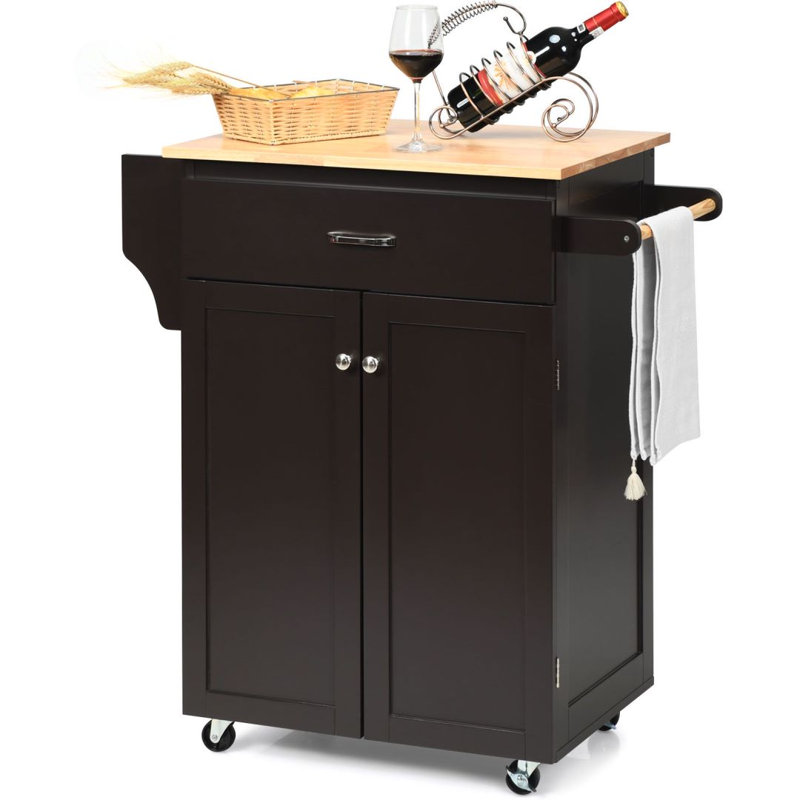 Bouzov 82 cm W Kitchen Island with, Black