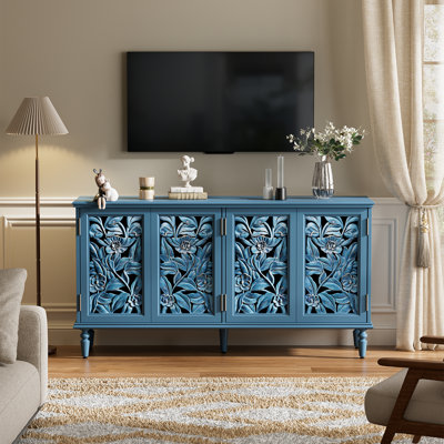Buffet traditionnel de 61 po de largeur avec éclairage DEL, gestion des câbles et tablettes réglables