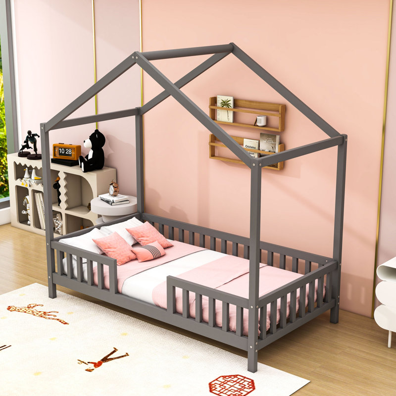 Lit House avec auvent et lattes, Lit simple