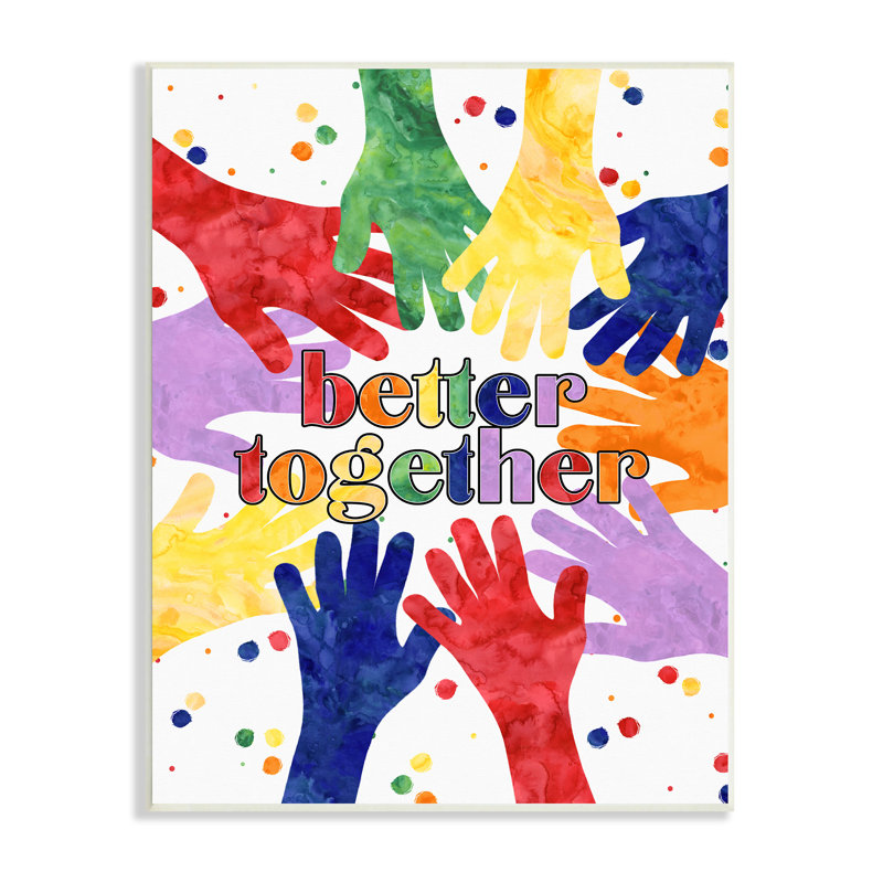 «Better Together», expression artistique pour enfants, Plaque murale, H 19 po x l 13 po x P 0,5 po