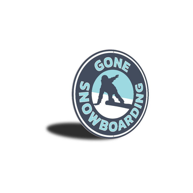Panneau en aluminium Gone Snowboarding Circle, H 12 po x l 12 po x P 0,04 po
