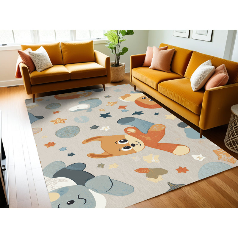 Tapis pour enfants 6 animaux Ginza, Rectangulaire 2 pi x 3 pi