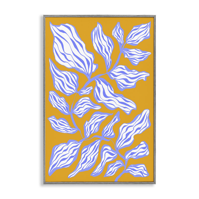 «Leaves on Orange», estampe numérique encadrée par Martina Pavlova, Estampe numérique Farmhouse, H 24 po x l 16 po