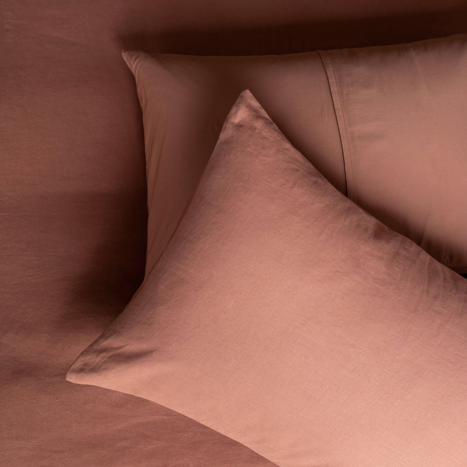 French Linen Duvet Cover Set, Twin Duvet Cover + 1 Standard Pillow Sham, Clay