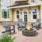 Ensemble de 2 chaises Adirondack avec table d'appoint, chaises de foyer d'extérieur toutes saisons pliables Adirondack