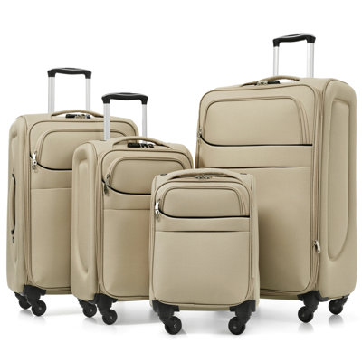 Softside Luggage 4 Piece Set, Expandable Travel Suitcases with Spinner Wheels, Lightweight Durable Luggage Set with TSA Lock.(18"/22"/26"/30")