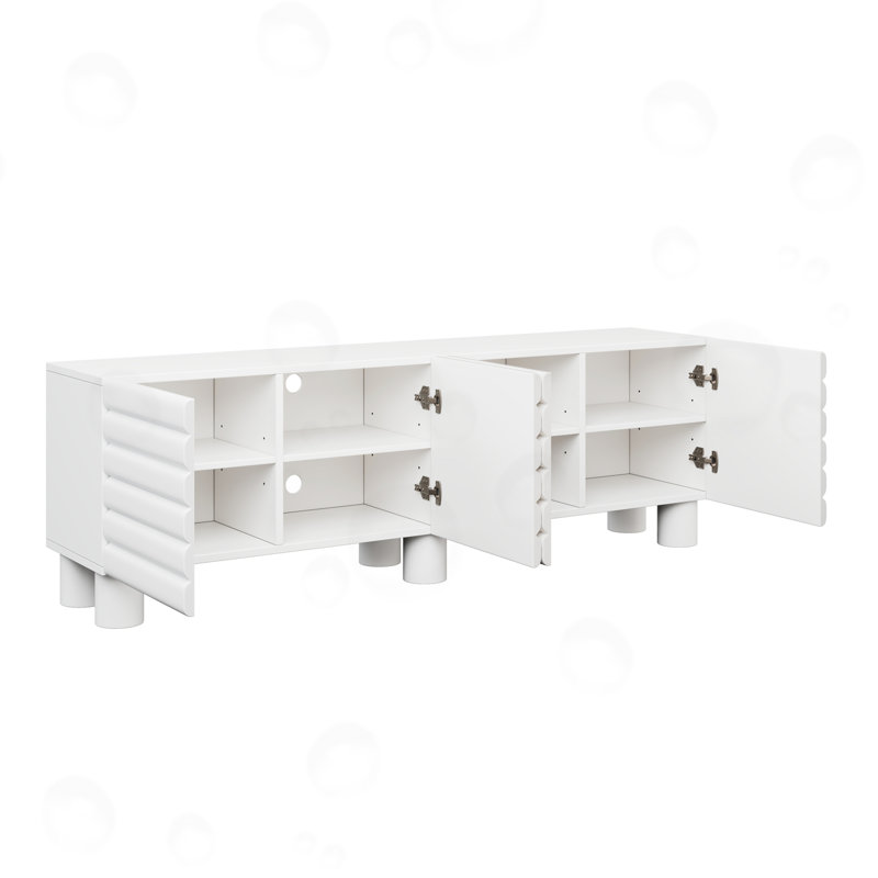 Meuble télé avec tablettes réglables, White